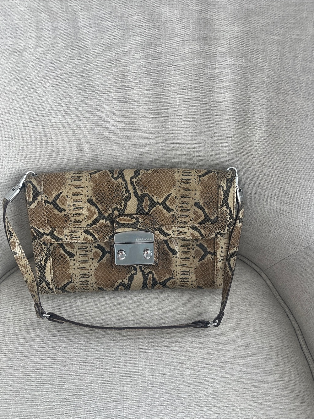 Vtg Kesslord Y2k Python Embossed Baguette Shoulder Bag - Gem